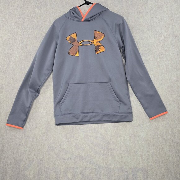 Under Armour Youth YXL Gray & Orange Hoodie With Camo Logo - Picture 1 of 5